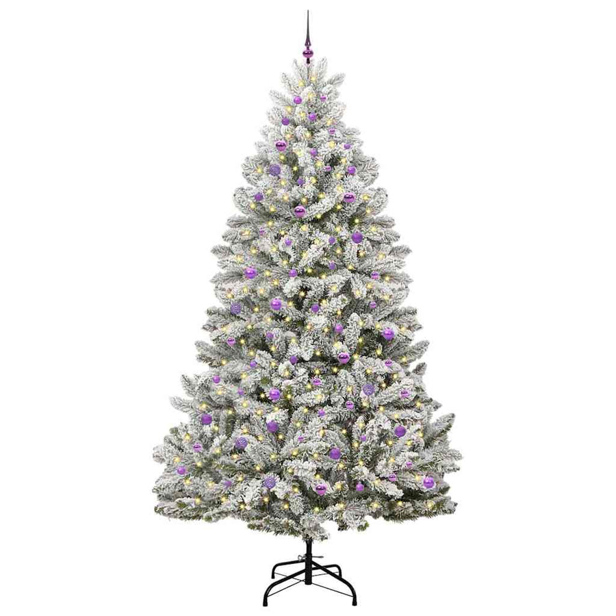 Kunstkerstboom Groen en Wit 270 cm PVC en Metaal