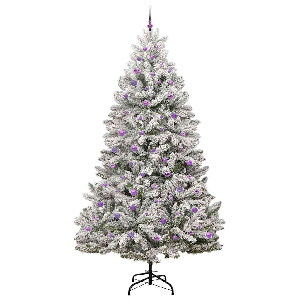 Kunstkerstboom Groen en Wit 270 cm PVC en Metaal