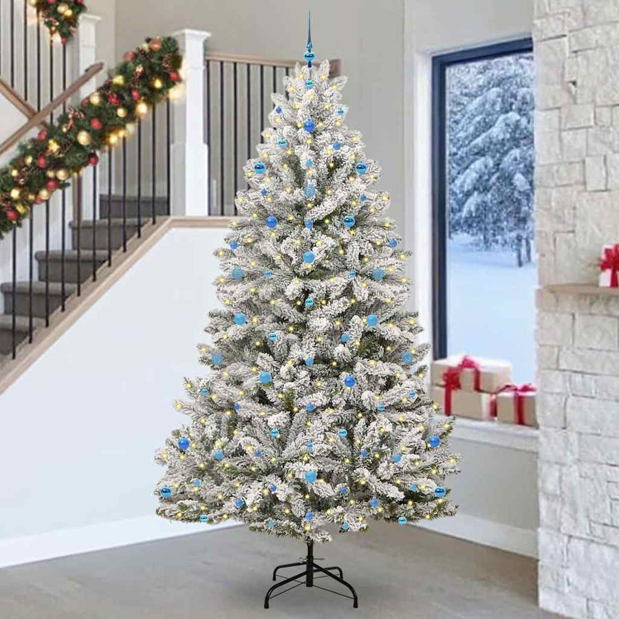 Kunstkerstboom Groen en Wit 270 cm PVC en Metaal