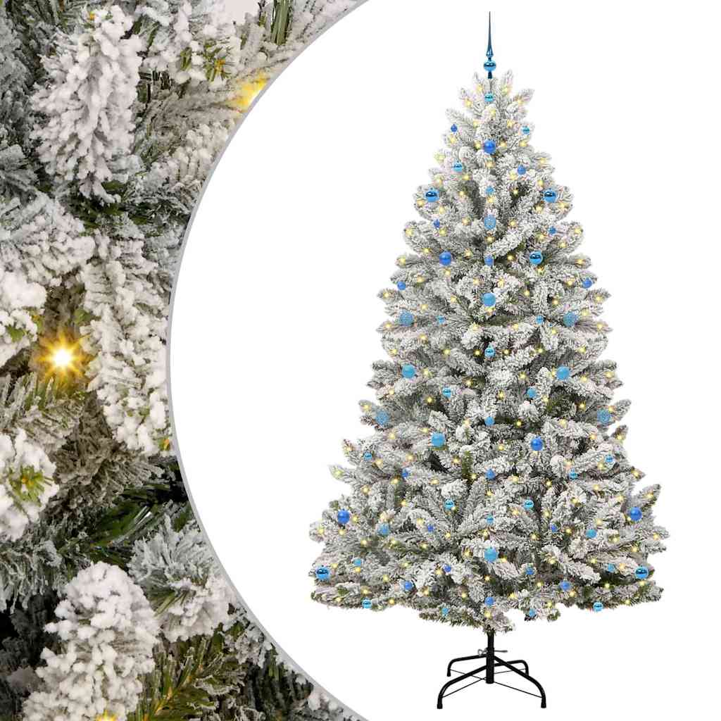 Kunstkerstboom Groen en Wit 270 cm PVC en Metaal