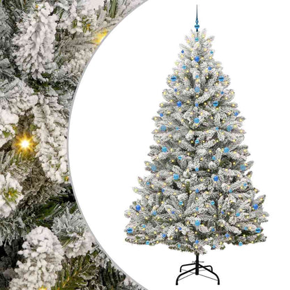 Kunstkerstboom Groen en Wit 270 cm PVC en Metaal