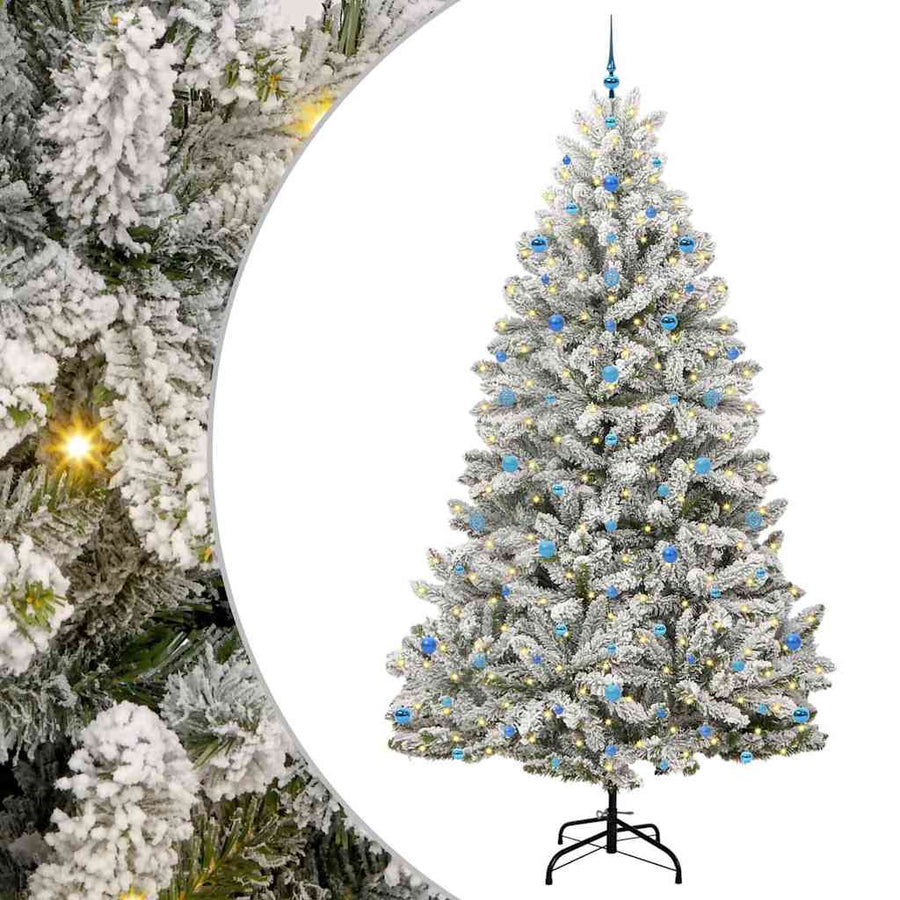 Kunstkerstboom Groen en Wit 270 cm PVC en Metaal