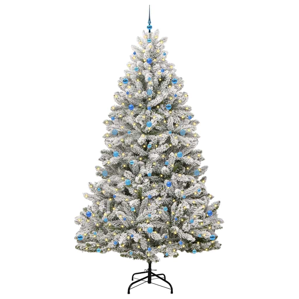 Kunstkerstboom Groen en Wit 270 cm PVC en Metaal