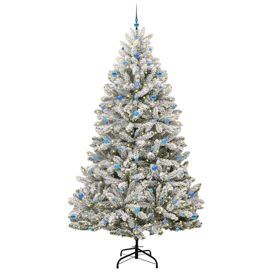 Kunstkerstboom Groen en Wit 270 cm PVC en Metaal