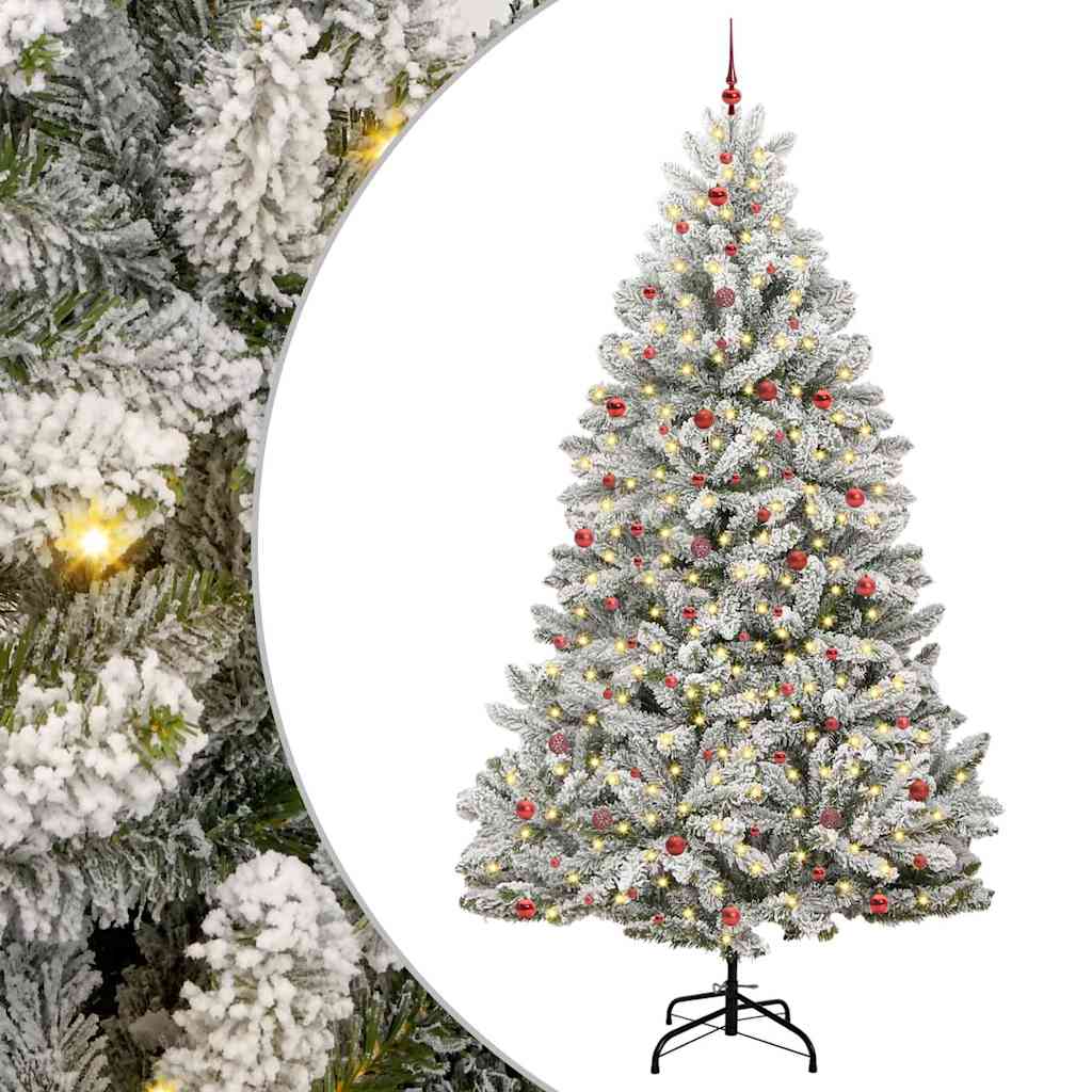 Kunstkerstboom Groen en Wit 300 cm PVC en Metaal