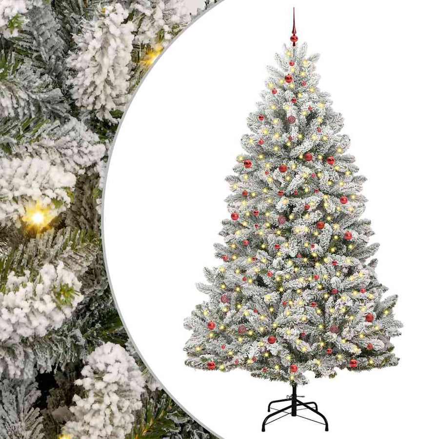 Kunstkerstboom Groen en Wit 300 cm PVC en Metaal