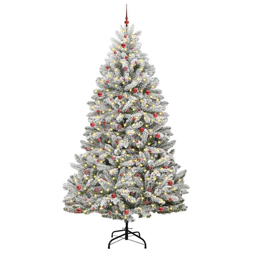 Kunstkerstboom Groen en Wit 300 cm PVC en Metaal