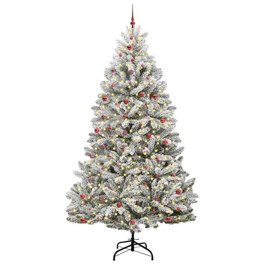 Kunstkerstboom Groen en Wit 300 cm PVC en Metaal