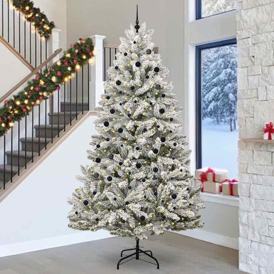 Kunstkerstboom Groen en Wit 300 cm PVC en Metaal