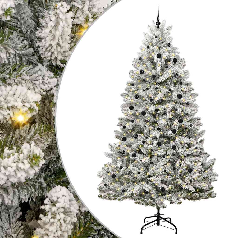 Kunstkerstboom Groen en Wit 300 cm PVC en Metaal