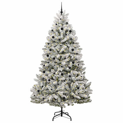 Kunstkerstboom Groen en Wit 300 cm PVC en Metaal