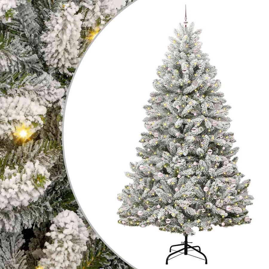 Kunstkerstboom Groen en Wit 300 cm PVC en Metaal