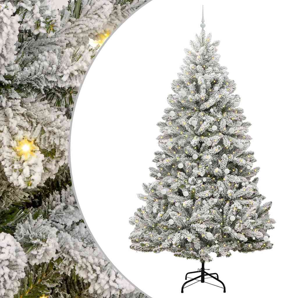 Kunstkerstboom Groen en Wit 300 cm PVC en Metaal