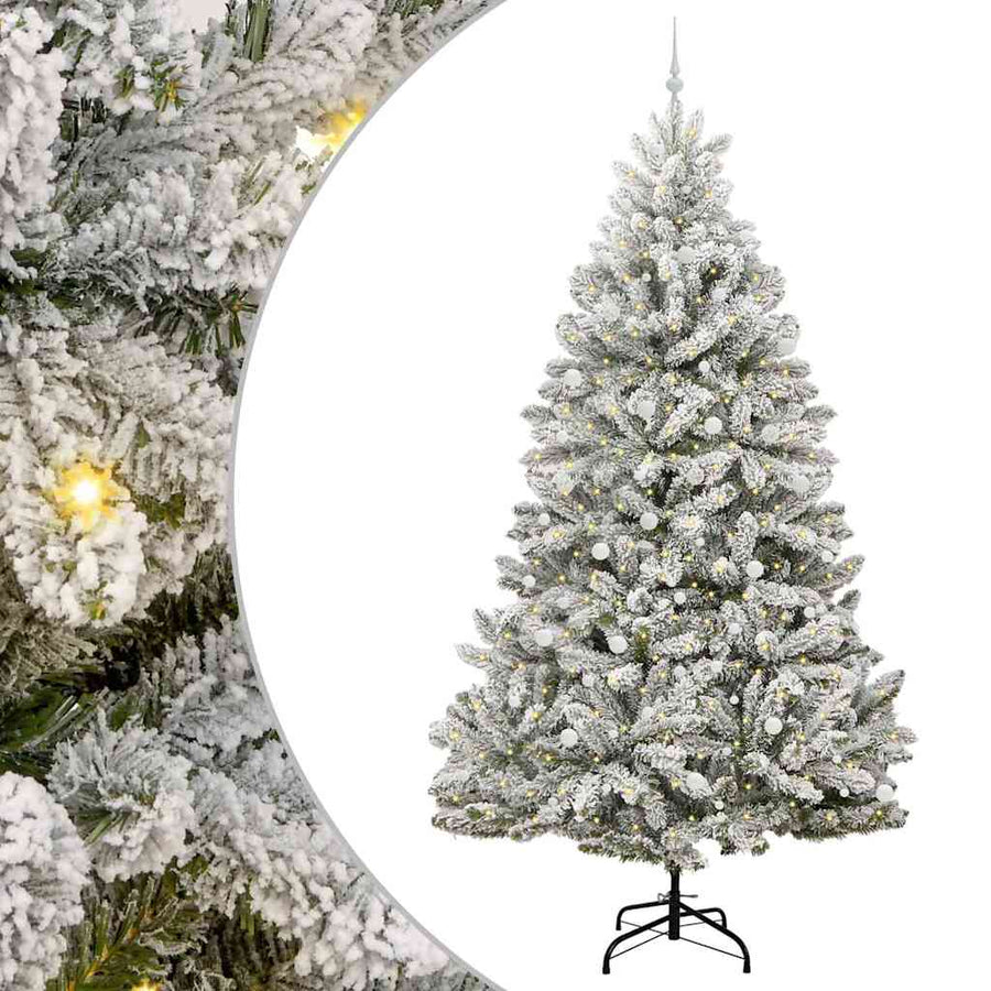 Kunstkerstboom Groen en Wit 300 cm PVC en Metaal
