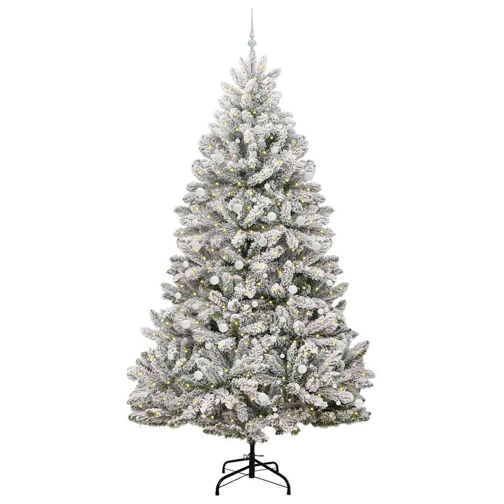 Kunstkerstboom Groen en Wit 300 cm PVC en Metaal