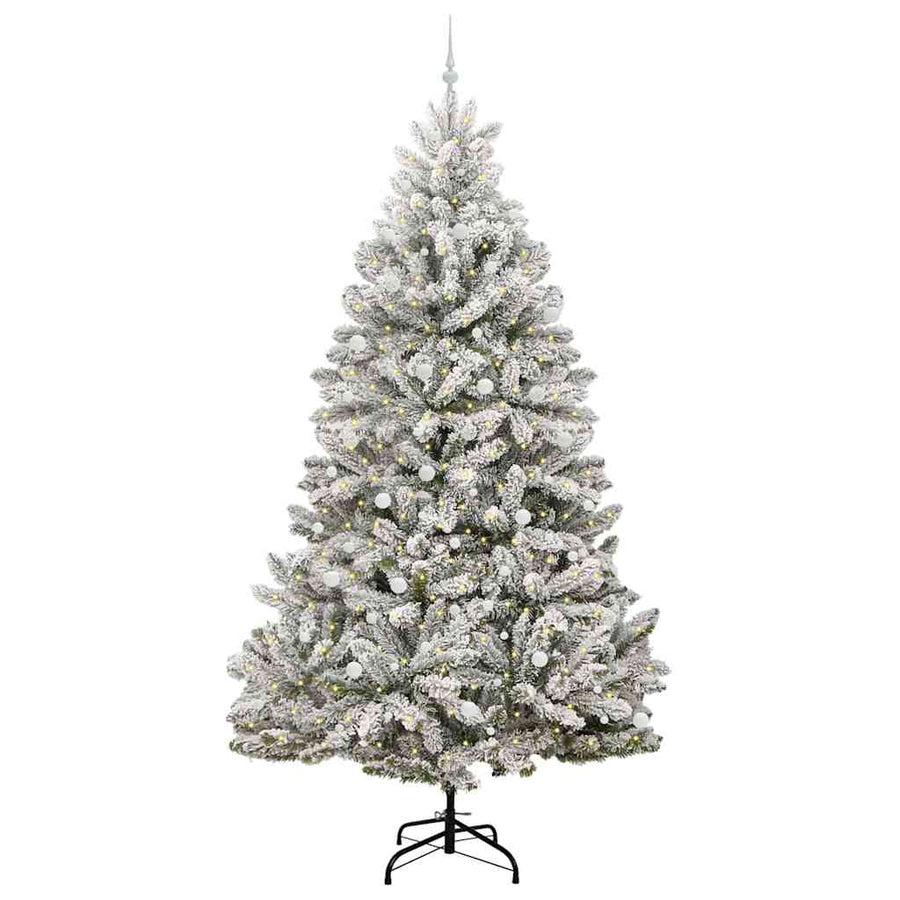 Kunstkerstboom Groen en Wit 300 cm PVC en Metaal
