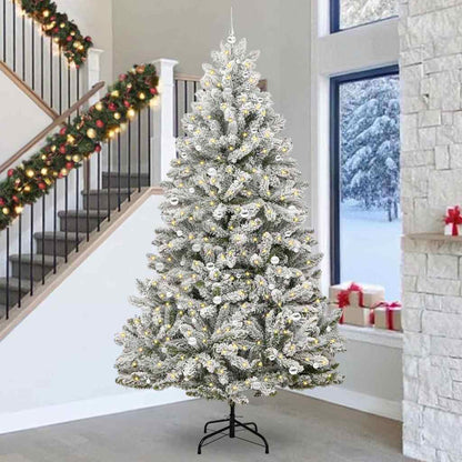 Kunstkerstboom met 300 LED Groen en Wit 300 cm PVC en Metaal