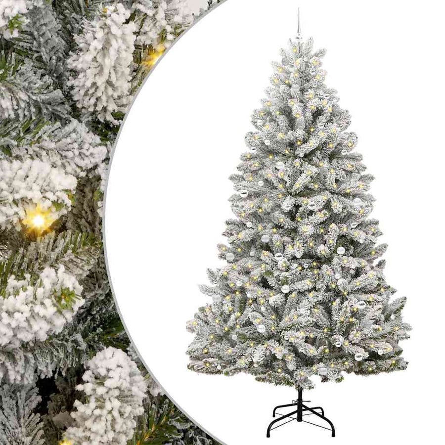 Kunstkerstboom met 300 LED Groen en Wit 300 cm PVC en Metaal