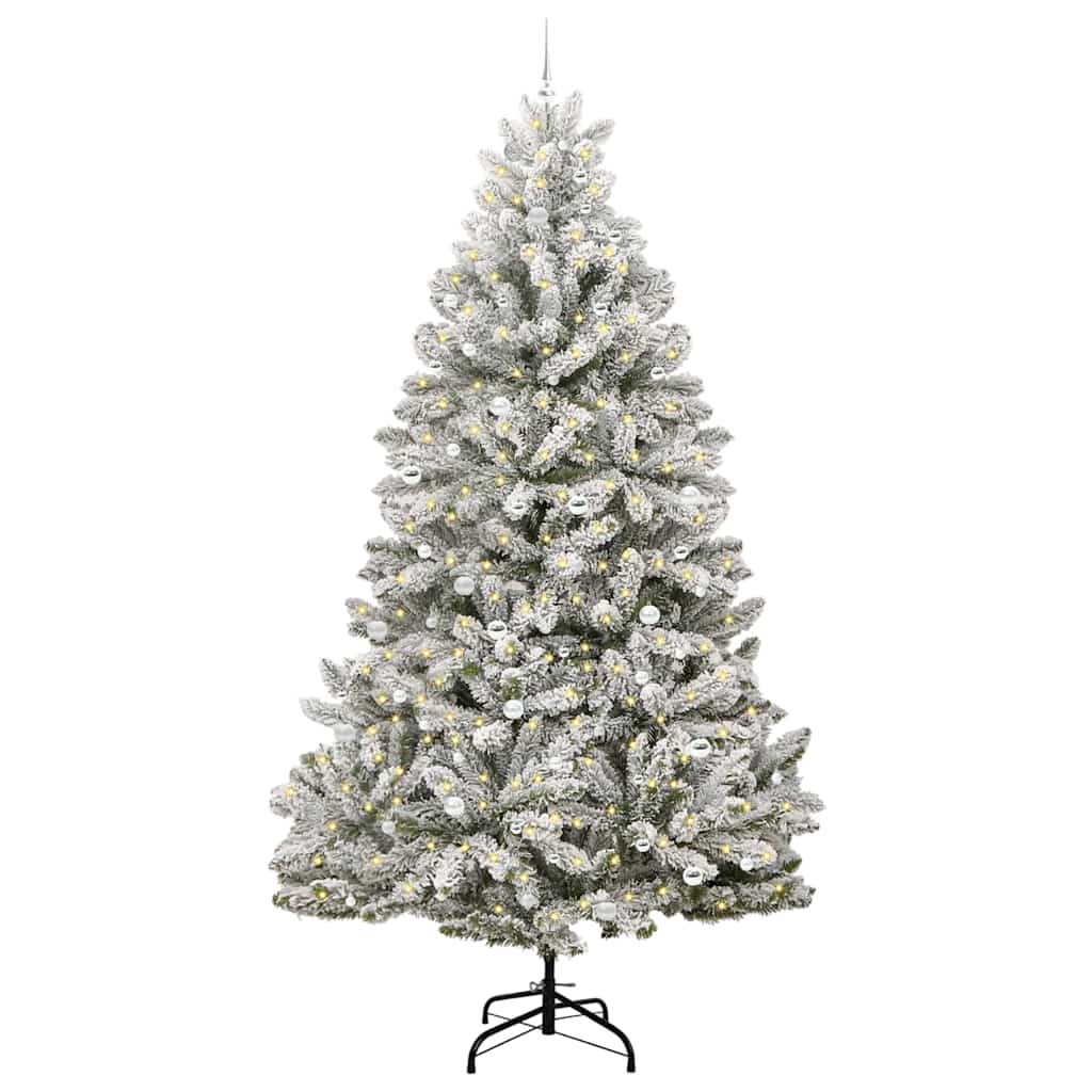 Kunstkerstboom met 300 LED Groen en Wit 300 cm PVC en Metaal