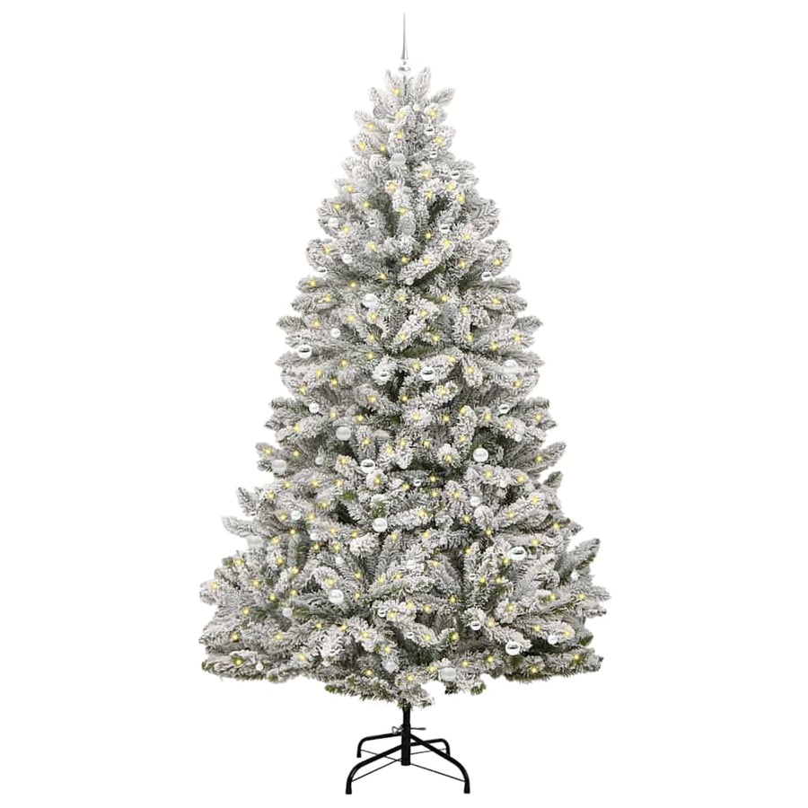 Kunstkerstboom met 300 LED Groen en Wit 300 cm PVC en Metaal