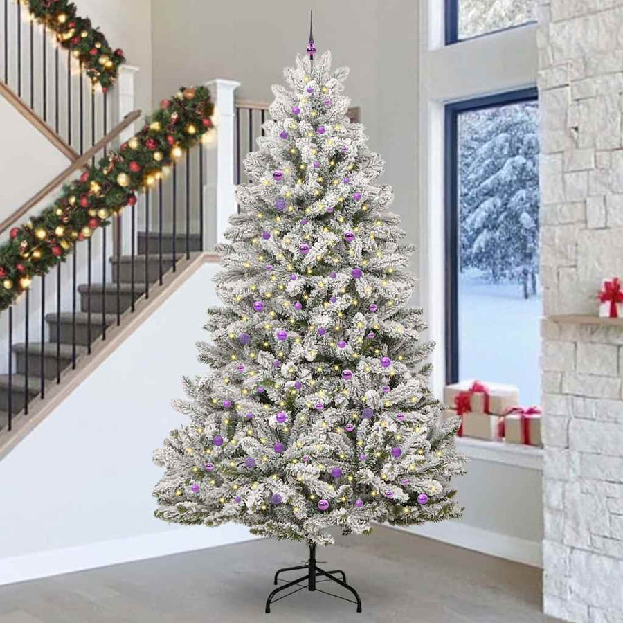 Kunstkerstboom Groen en Wit 300 cm PVC en Metaal