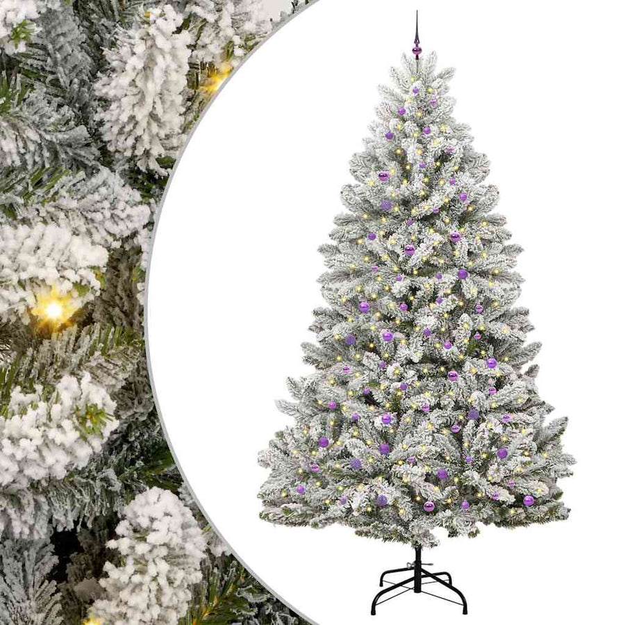 Kunstkerstboom Groen en Wit 300 cm PVC en Metaal
