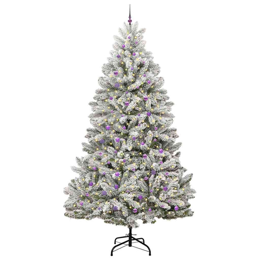 Kunstkerstboom Groen en Wit 300 cm PVC en Metaal
