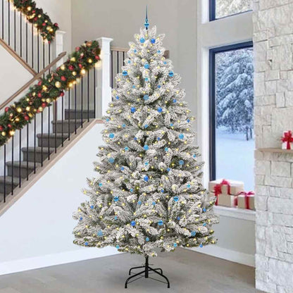 Kunstkerstboom Groen en Wit 300 cm PVC en Metaal