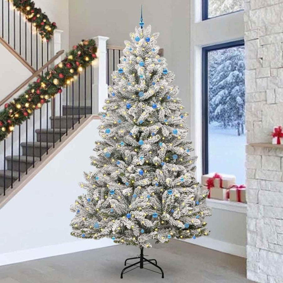 Kunstkerstboom Groen en Wit 300 cm PVC en Metaal
