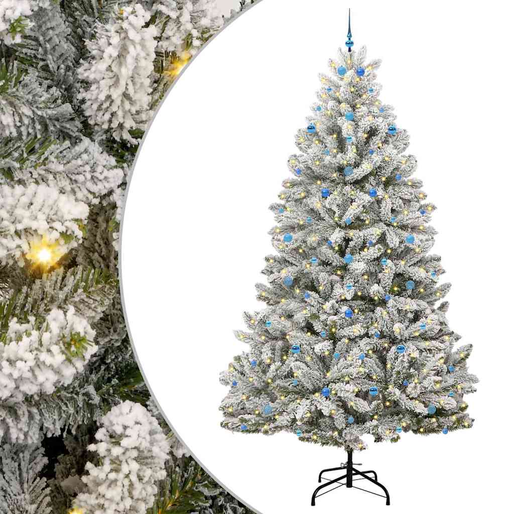 Kunstkerstboom Groen en Wit 300 cm PVC en Metaal