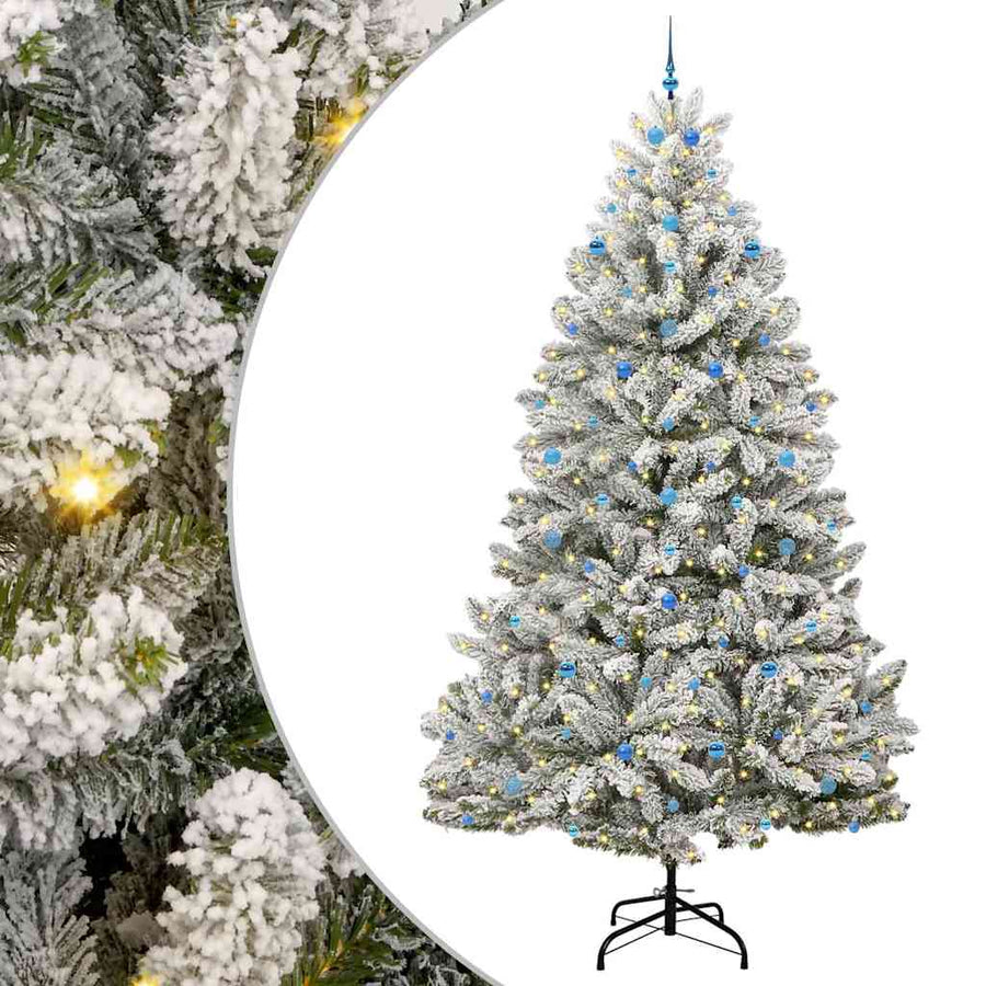Kunstkerstboom Groen en Wit 300 cm PVC en Metaal
