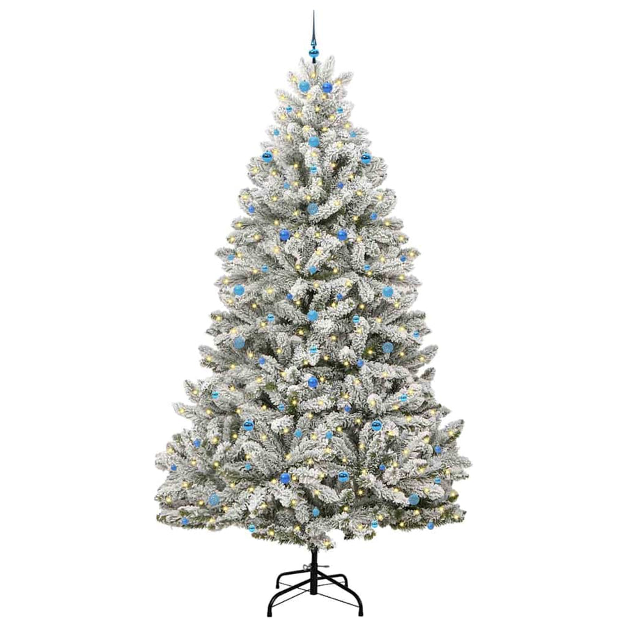 Kunstkerstboom Groen en Wit 300 cm PVC en Metaal