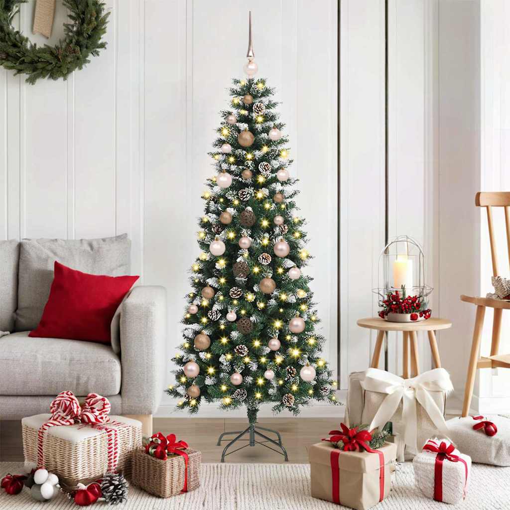 Kunstkerstboom met LED -striplichten Groen 150 cm PVC