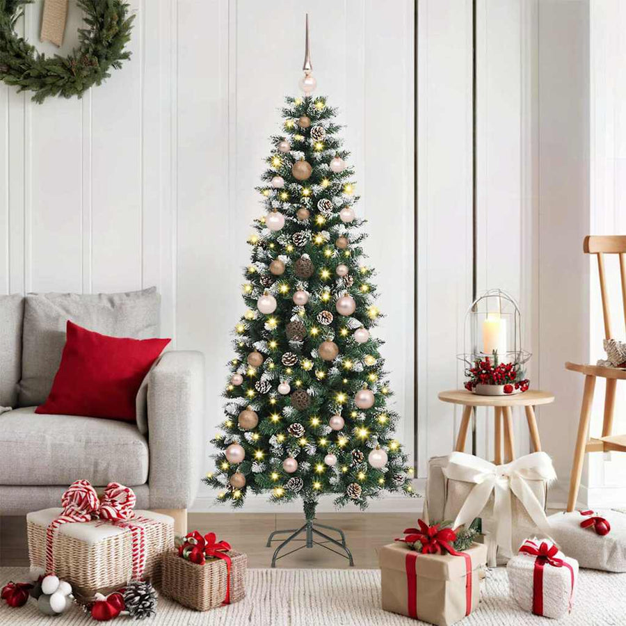 Kunstkerstboom met LED -striplichten Groen 150 cm PVC