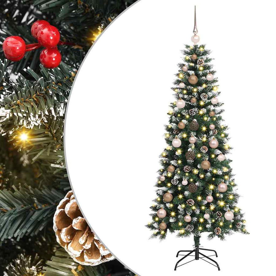 Kunstkerstboom met LED -striplichten Groen 150 cm PVC