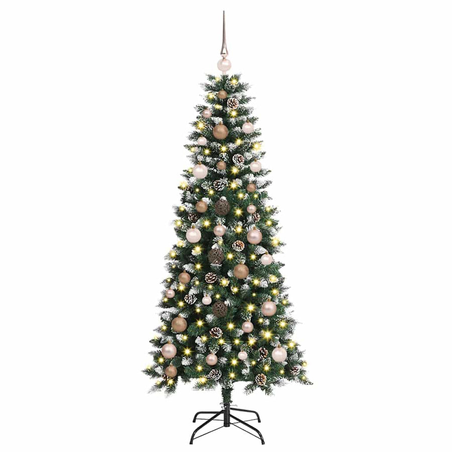 Kunstkerstboom met LED -striplichten Groen 150 cm PVC
