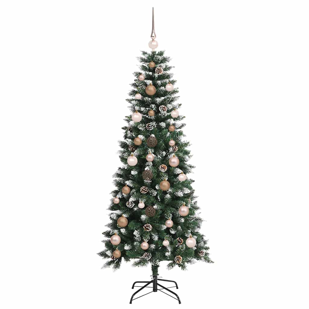 Kunstkerstboom met LED -striplichten Groen 150 cm PVC