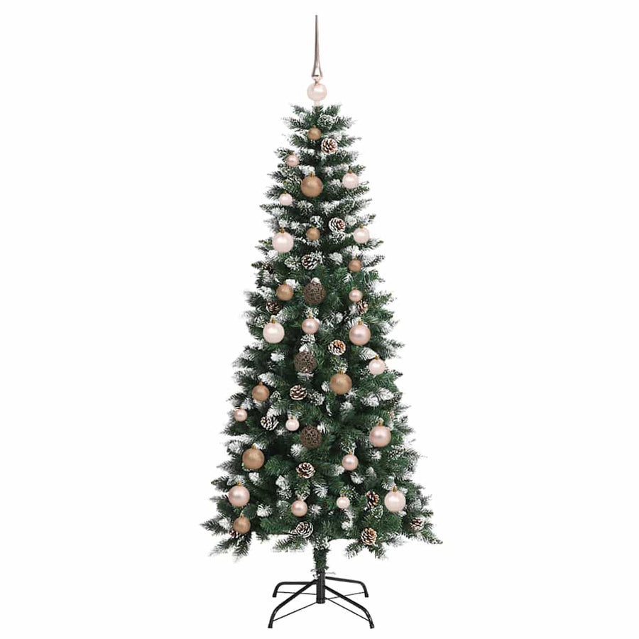 Kunstkerstboom met LED -striplichten Groen 150 cm PVC