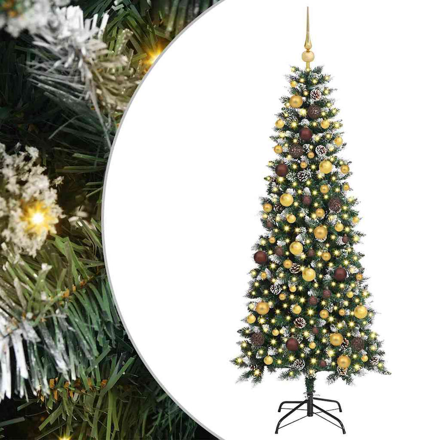 Kunstkerstboom met 300 LED Groen 180 cm PVC en Plastic en Staal