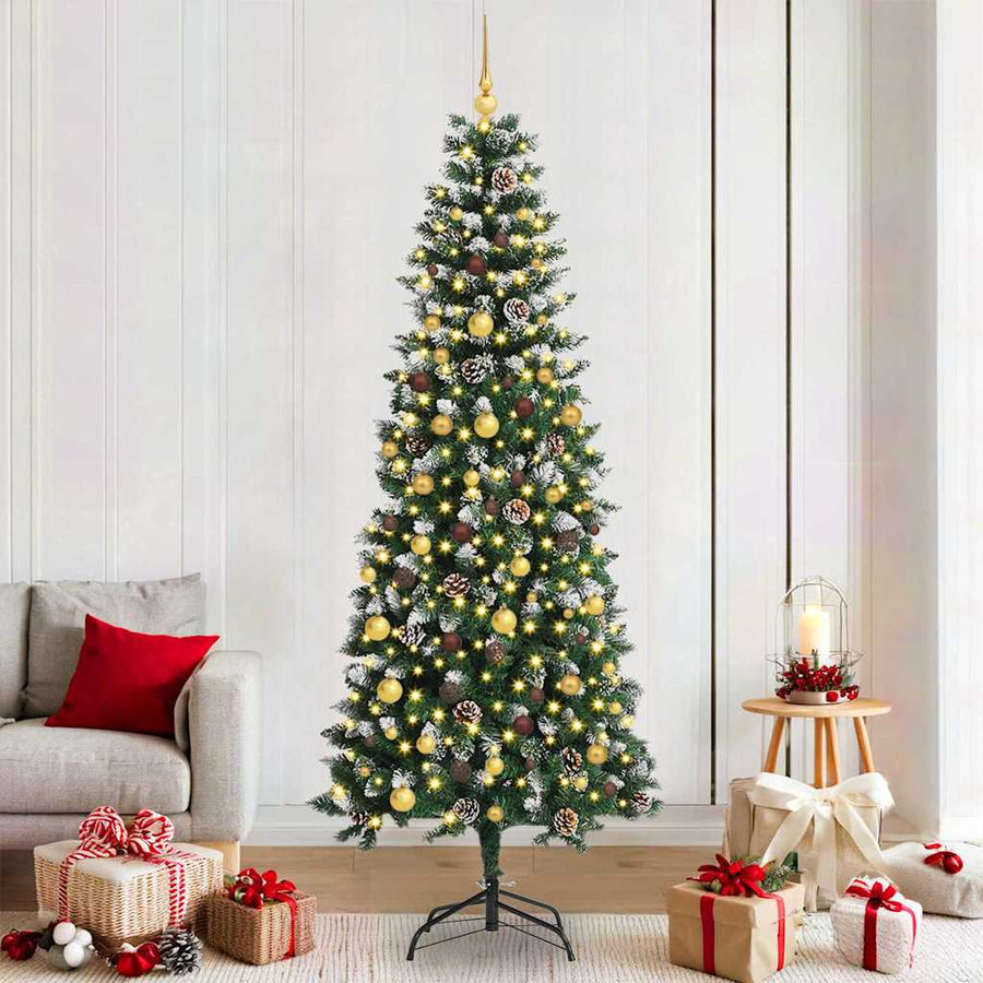 Kunstkerstboom met 300 LED Groen 210 cm PVC en Plastic en Staal