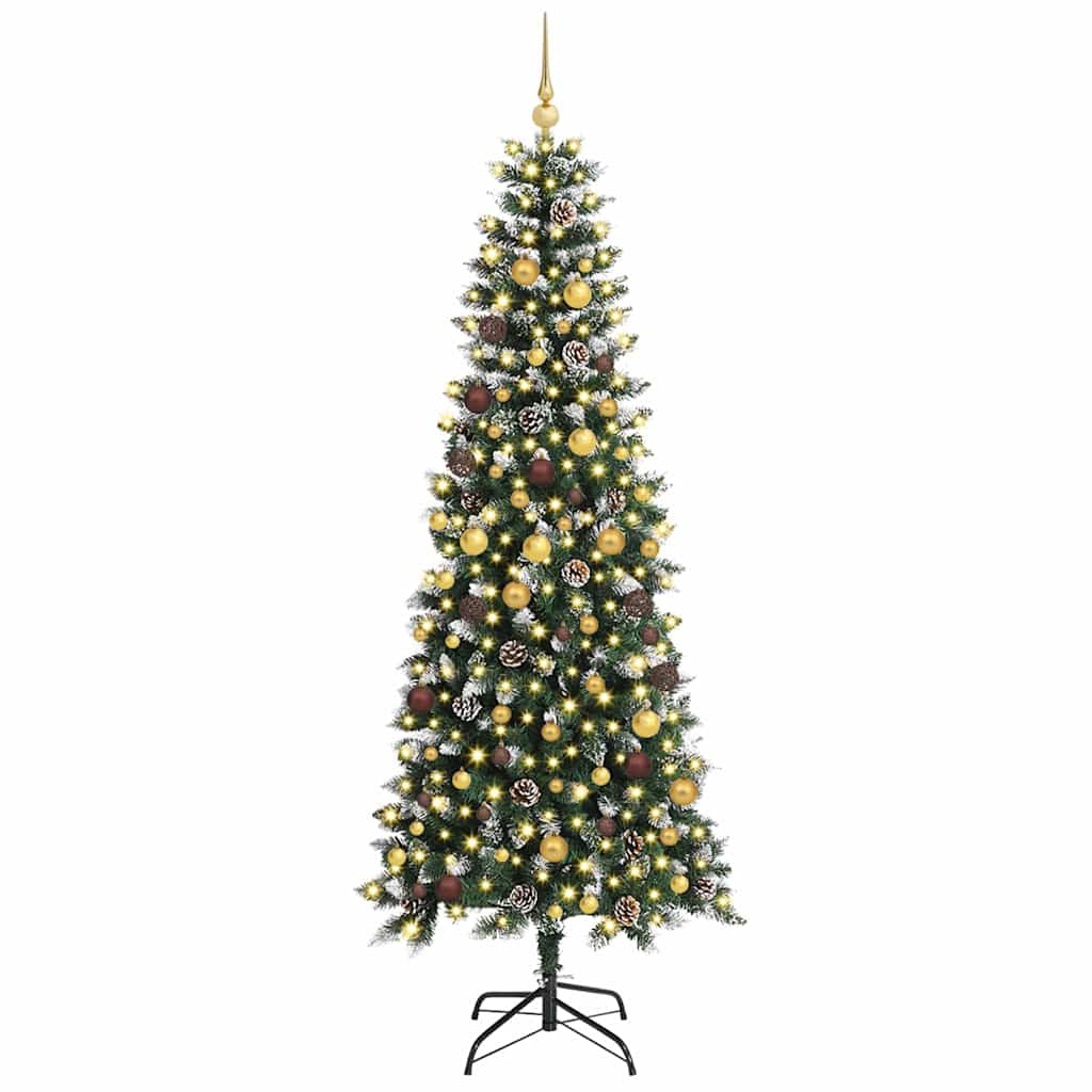 Kunstkerstboom met 300 LED Groen 240 cm PVC en Plastic en Staal