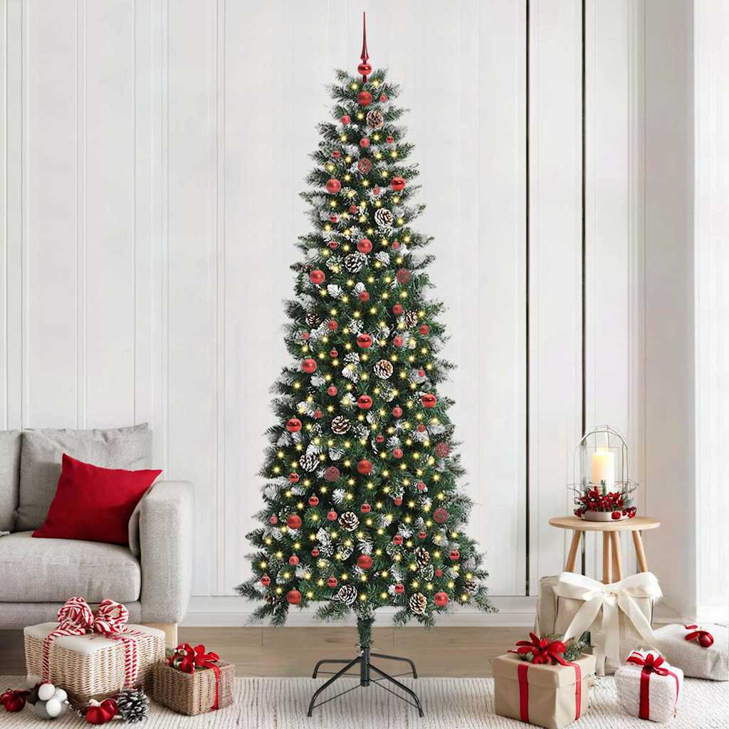 Kunstkerstboom met 300 LED Groen 240 cm PVC en Plastic en Staal