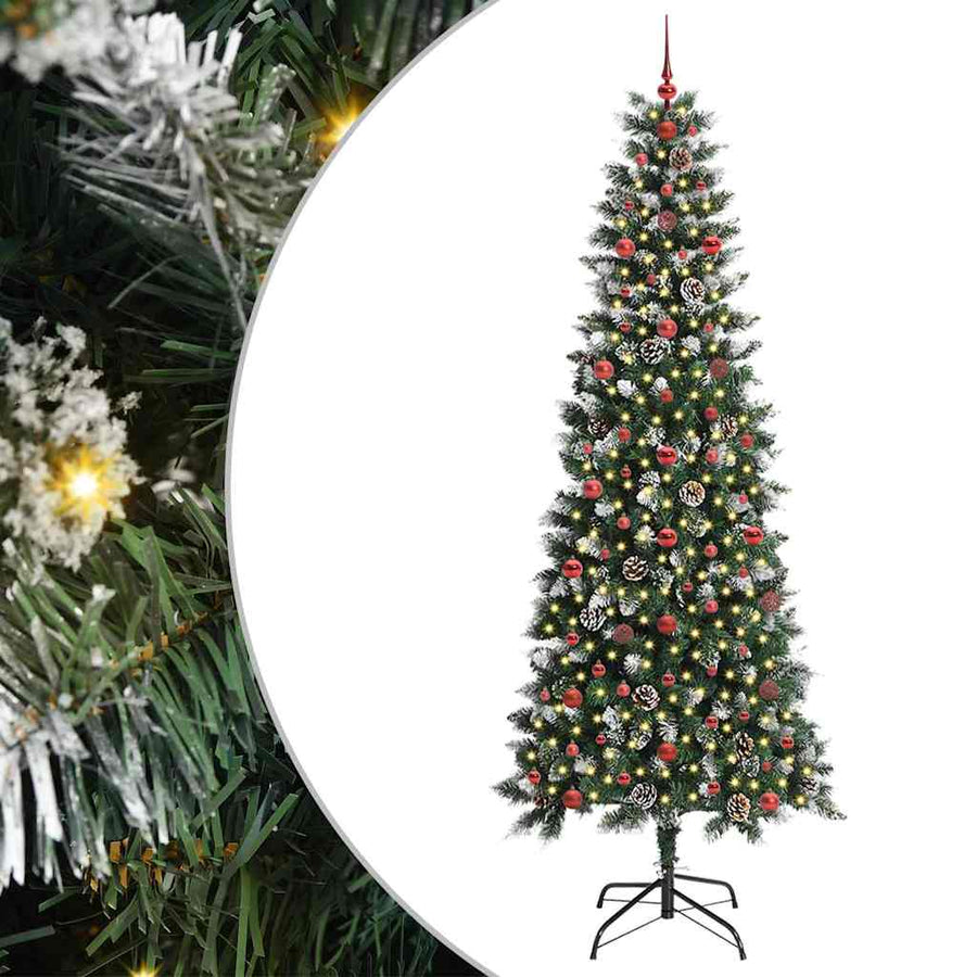 Kunstkerstboom met 300 LED Groen 240 cm PVC en Plastic en Staal