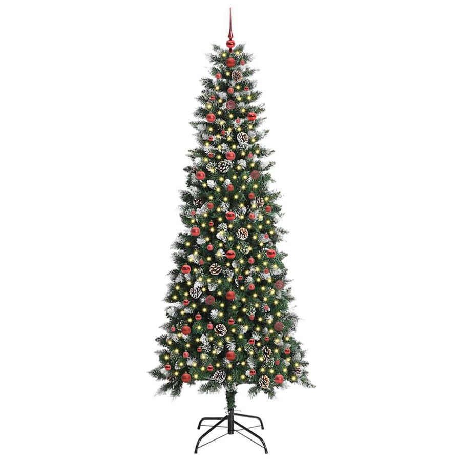 Kunstkerstboom met 300 LED Groen 240 cm PVC en Plastic en Staal
