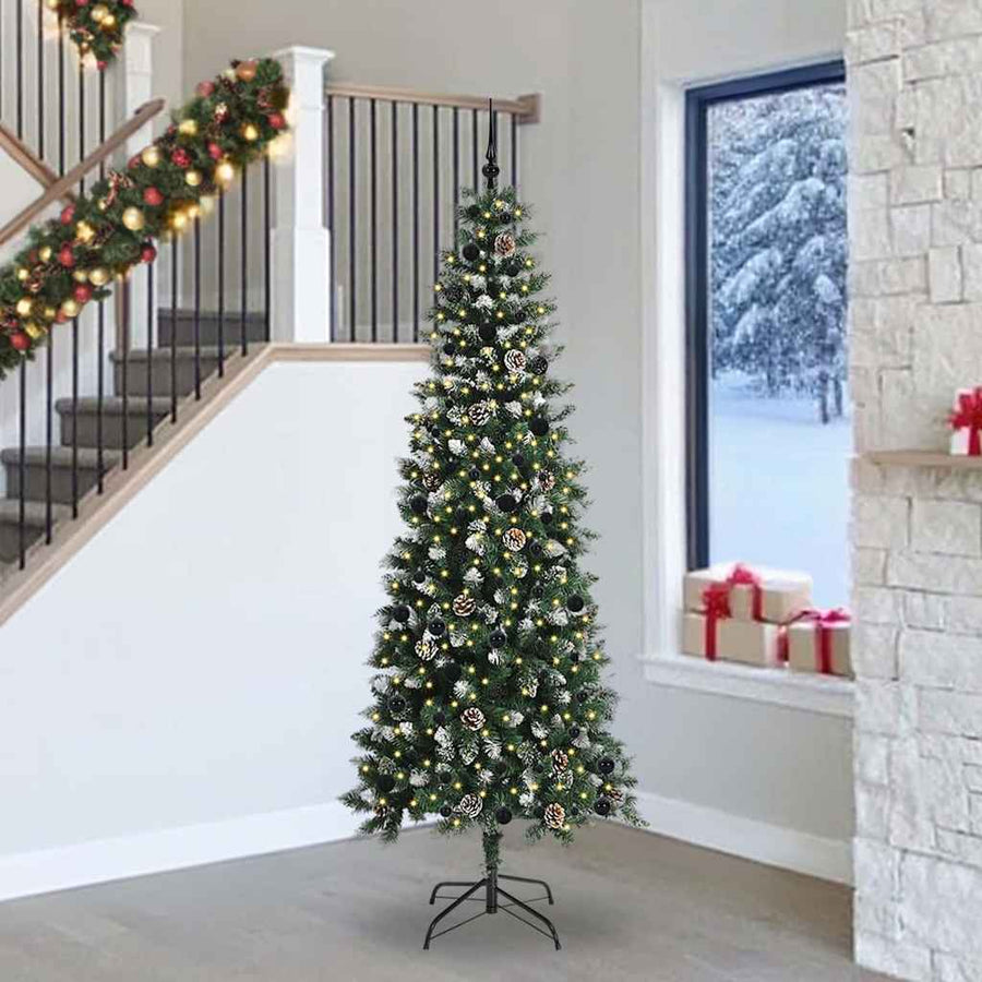 Kunstkerstboom Groen 96 x 96 x 240 cm PVC en Plastic en Staal
