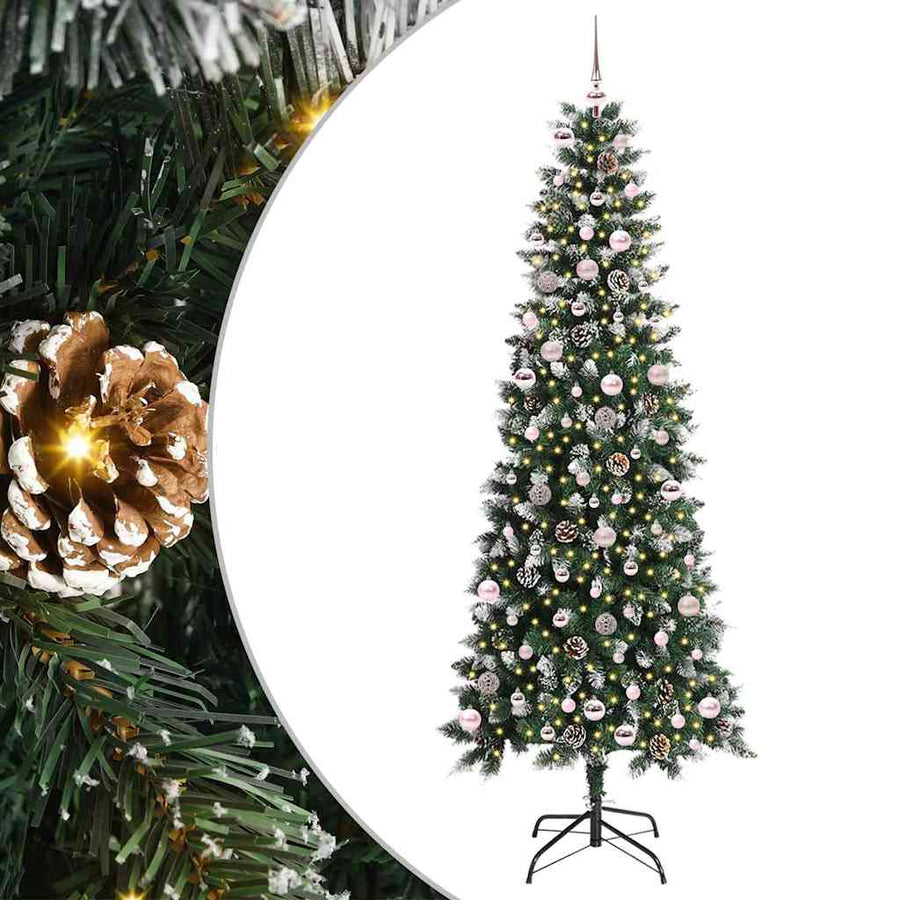 Kunstkerstboom Groen 96 x 96 x 240 cm PVC en Plastic en Staal