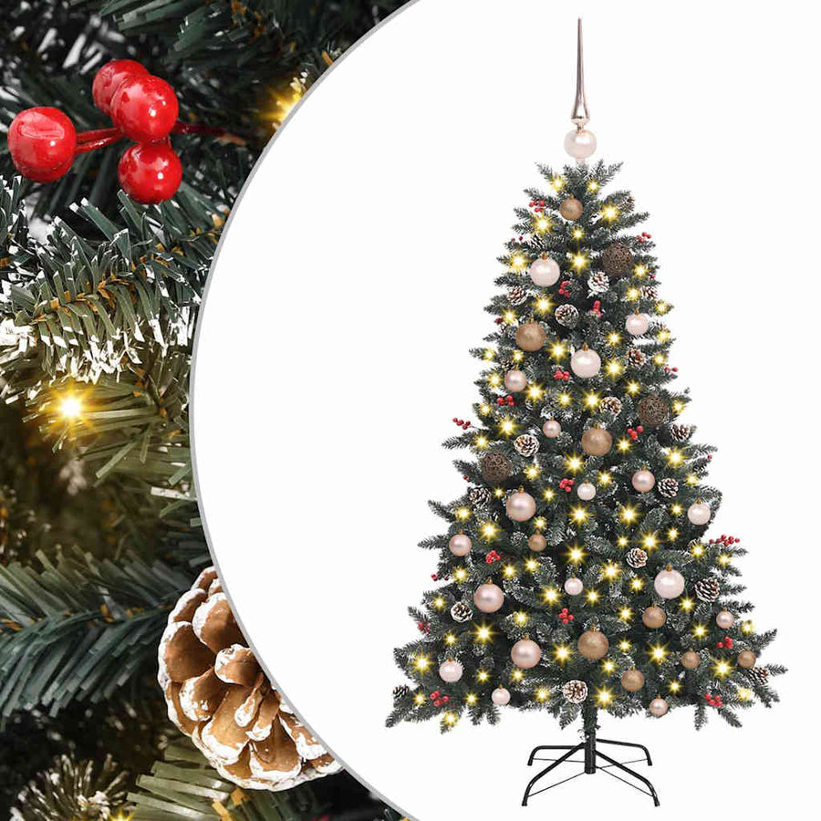 Kunstkerstboom met LED -striplichten Groen 150cm PVC