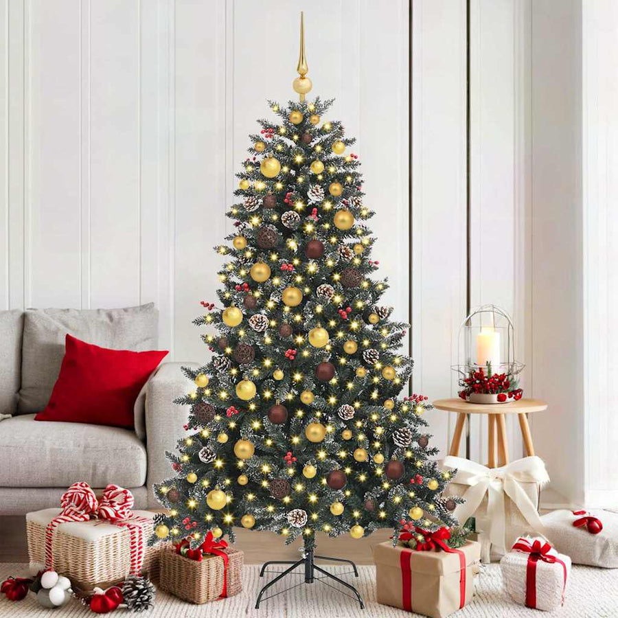 Kunstkerstboom met 300 LED Groen 180 cm PVC en Plastic en Staal