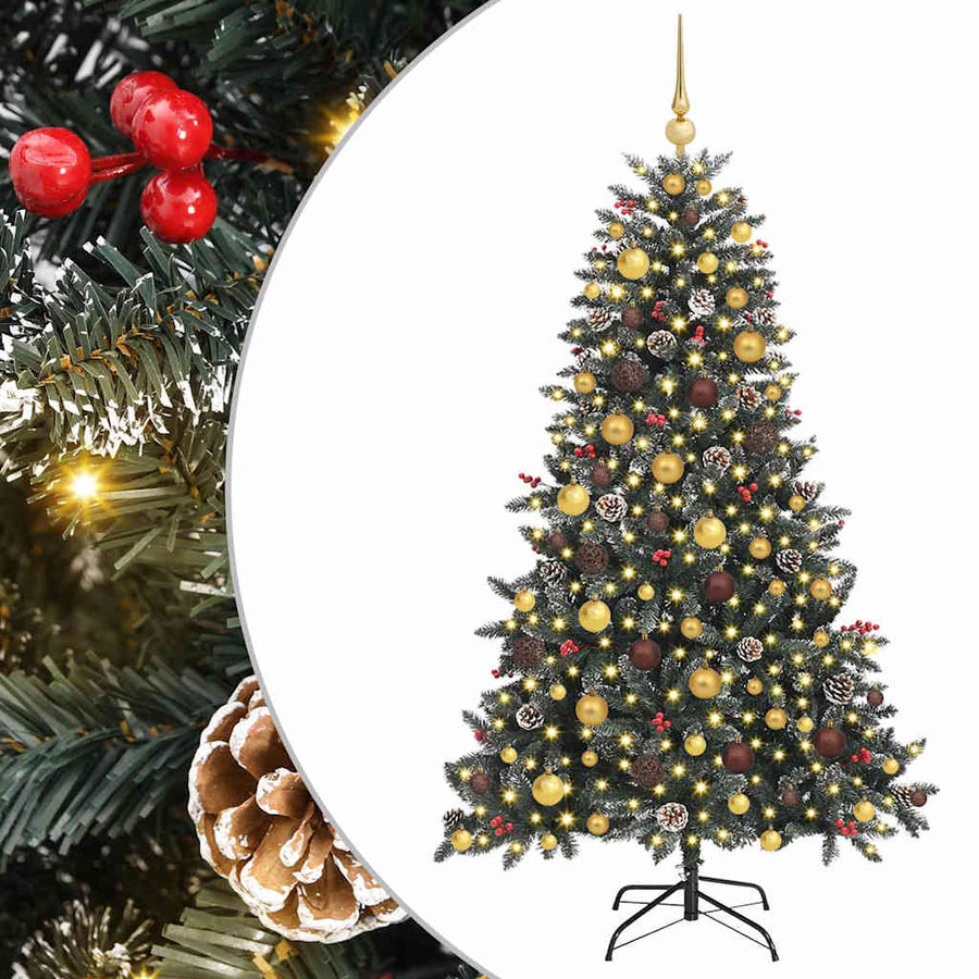 Kunstkerstboom met 300 LED Groen 180 cm PVC en Plastic en Staal