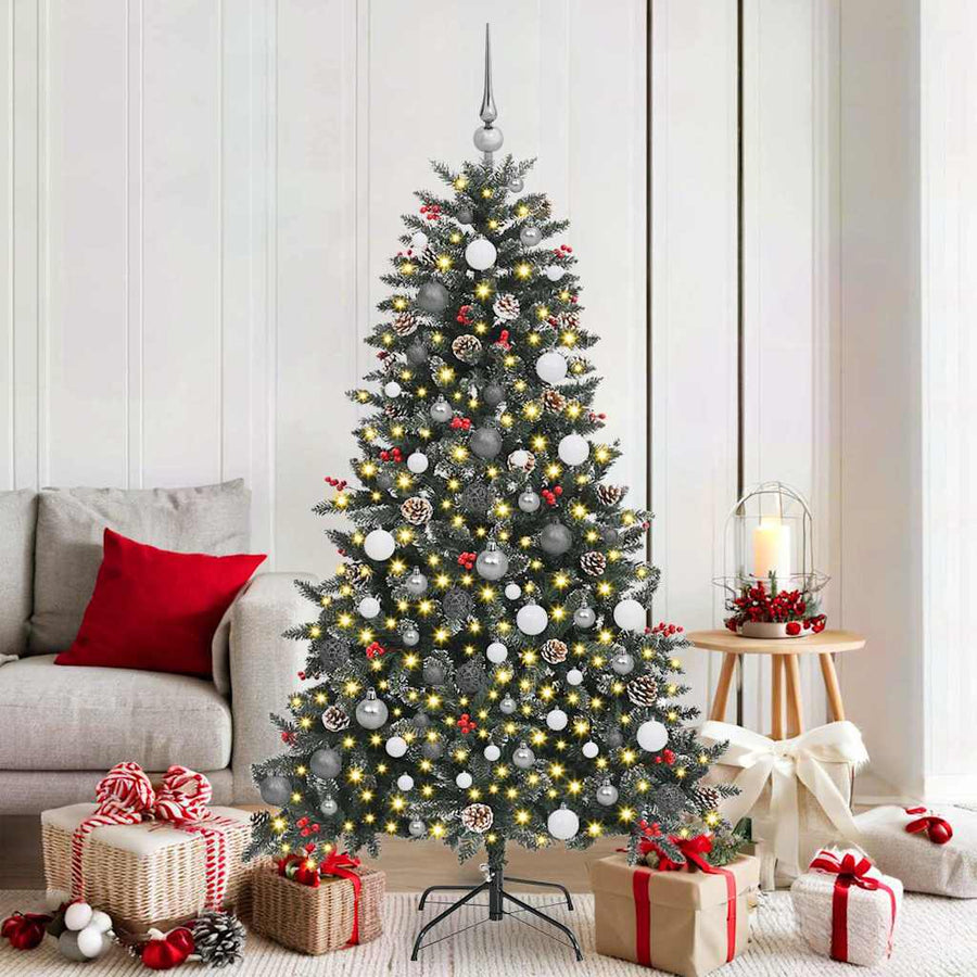 Kunstkerstboom met LED -striplichten Groen 180cm PVC